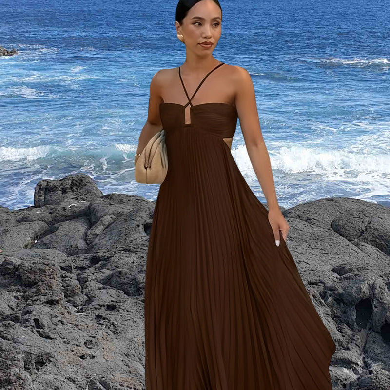 Damen Elegantes Maxi-Kleid mit plissierten Details und schickem Cut-Out R&B