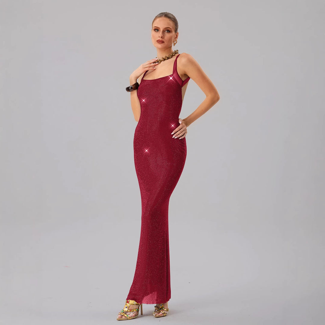 Damen Glamouröses Abendkleid mit funkelnden Pailletten und taillierter Silhouette R&B