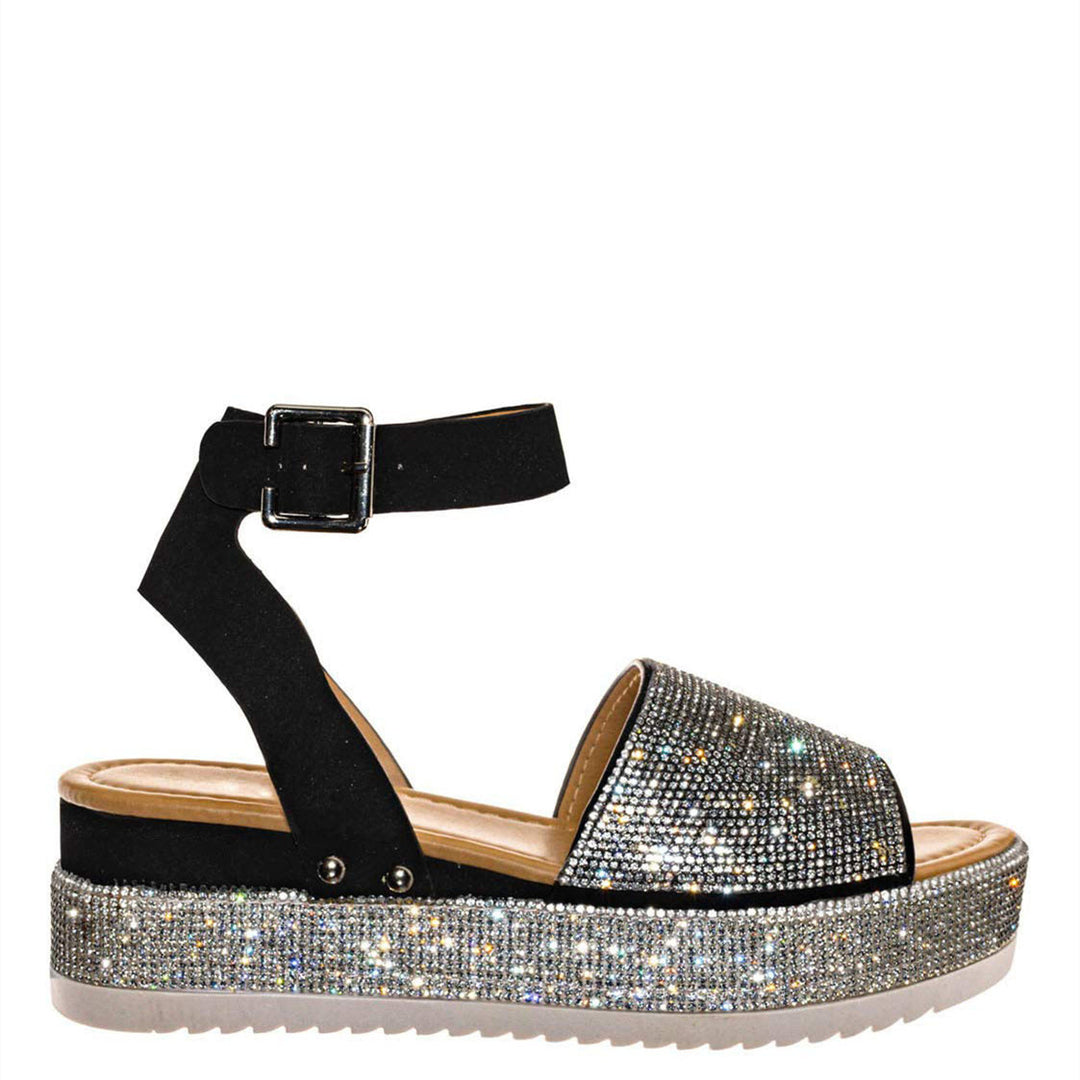 Damen Glamouröse Plateausandalen mit funkelnden Strass-Applikationen R&B