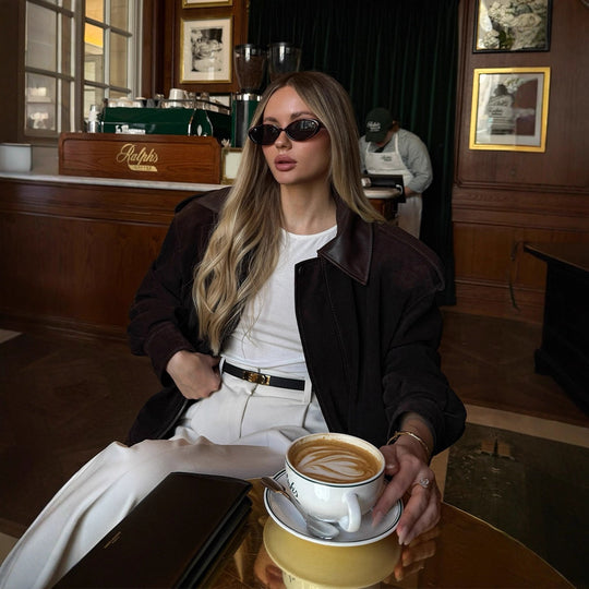 Damen luxuriöser Kunstleder-Mantel R&B
