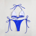 Damen Triangel-Bikini-Set mit raffinierten Rüschendetails und goldenen Akzenten R&B