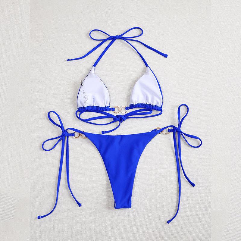 Damen Triangel-Bikini-Set mit raffinierten Rüschendetails und goldenen Akzenten R&B