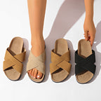 Damen Komfortable Zehentrenner-Sandalen mit geflochtenem Riemen und ergonomischem Fußbett R&B