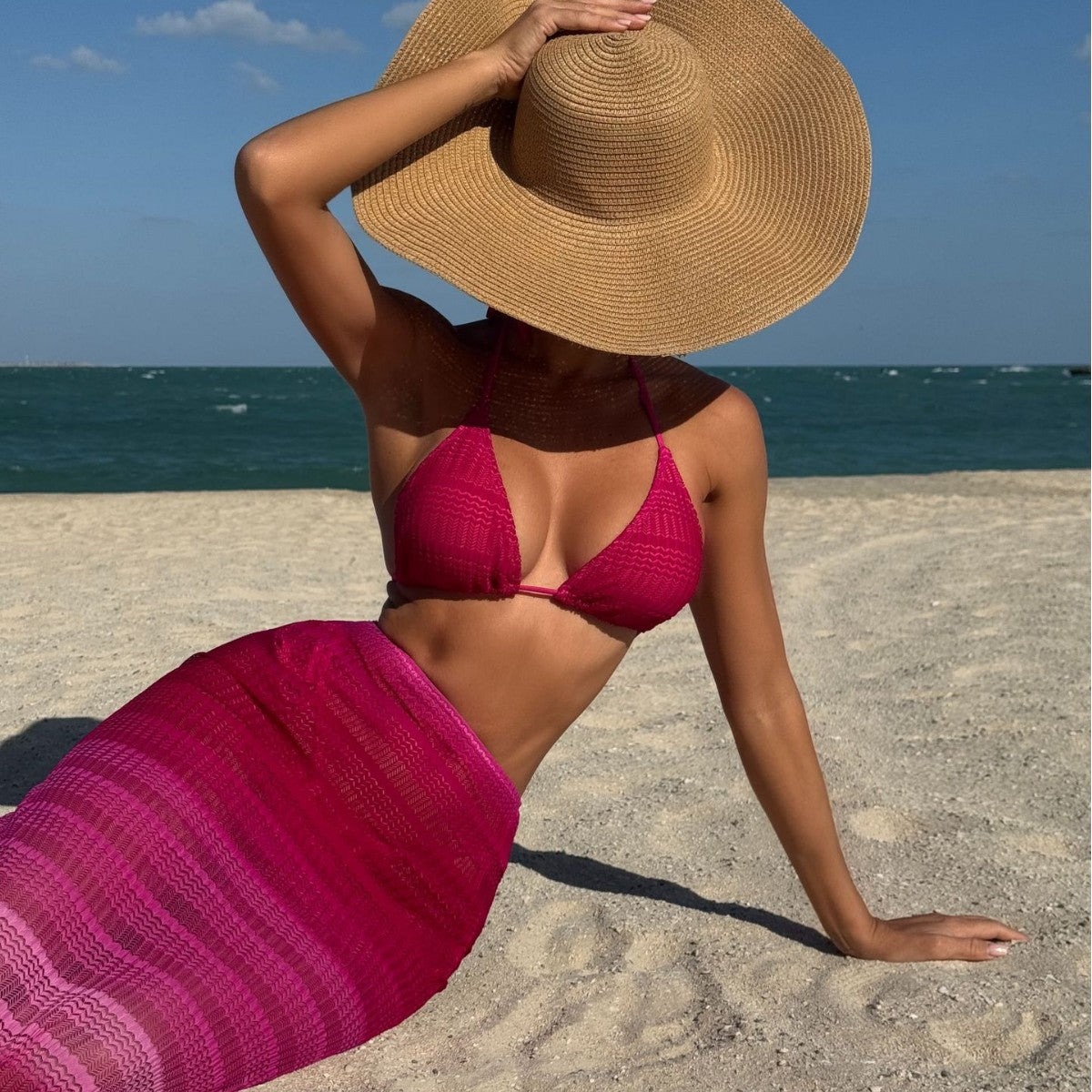 Damen Bikini-Set mit gehäkeltem Design und verstellbaren Trägern R&B