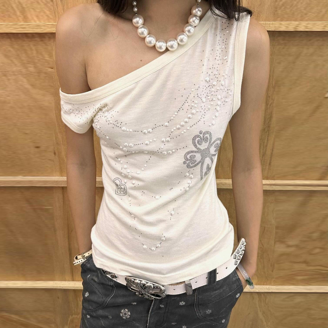 Damen Oberteil mit schulterfreiem Design und funkelnden Details R&B