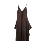 Damen Maxikleid mit elegantem asymmetrischen Saum und feinem V-Ausschnitt R&B
