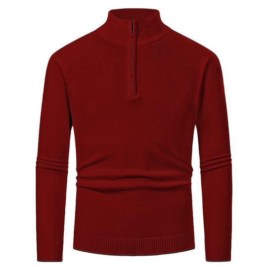 Herren Pullover mit halbem Reißverschluss und modernem Stehkragen R&B