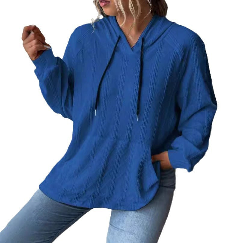 Damen Kapuzenpullover mit strukturiertem Muster und praktischer Kängurutasche R&B