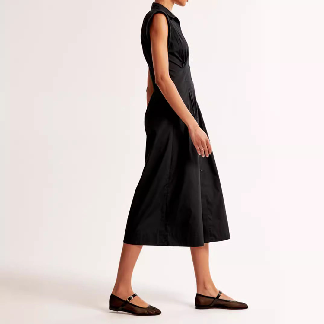 Damen Maxikleid mit Schulterklappen und klassischem Knopfverschluss