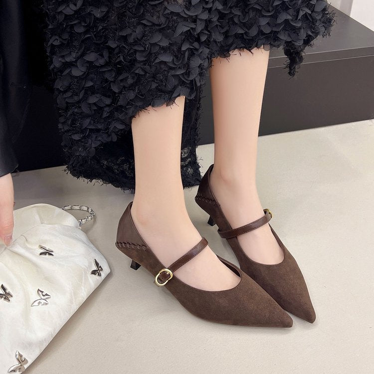 Damen elegante Spitzenpumps mit zierlichem Riemen R&B