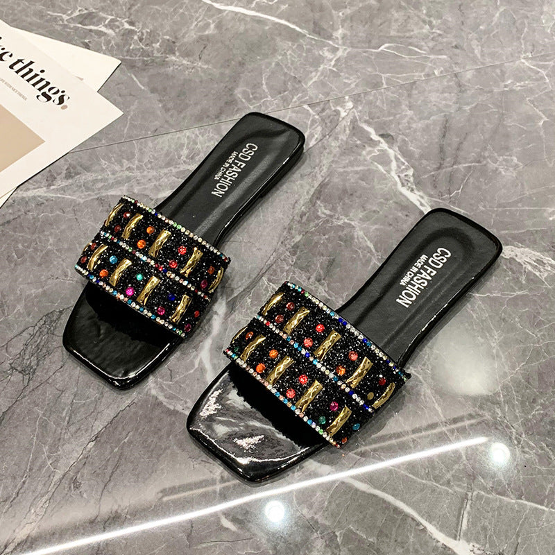 Damen Glamouröse Slipper mit funkelndem Strass R&B