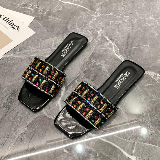 Damen Glamouröse Slipper mit funkelndem Strass R&B