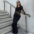 Damen Elegantes Off-Shoulder-Maxikleid mit transparenten Einsätzen und gerafftem Design