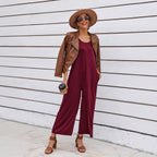 Frauen Freizeit Weiterbeinig Jumpsuit R&B