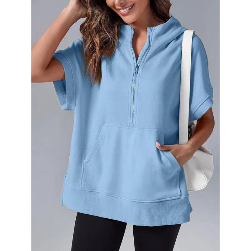 Damen Lässiger Kapuzenpullover mit Reißverschluss und praktischen Taschen R&B