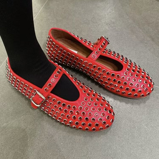 Damen Ballerinas mit funkelnden Strassverzierungen R&B