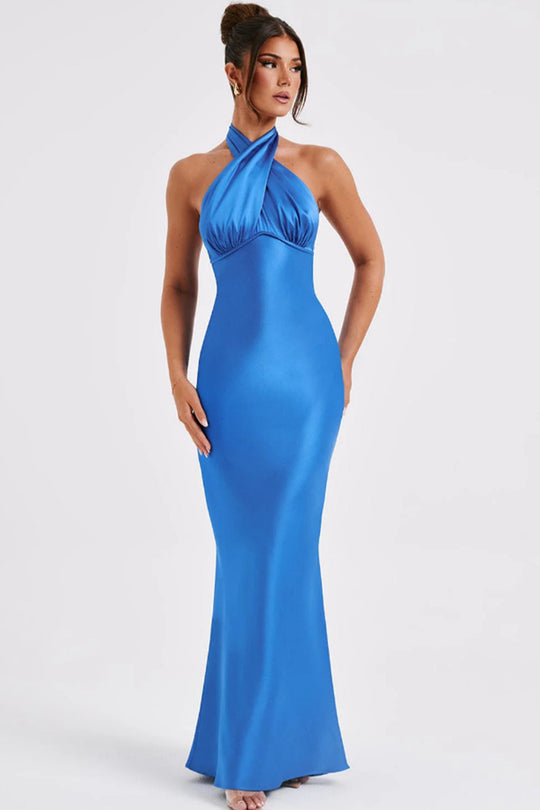 Damen Elegantes trägerloses Maxikleid mit modischem Wickeldesign und dezentem Schimmer R&B