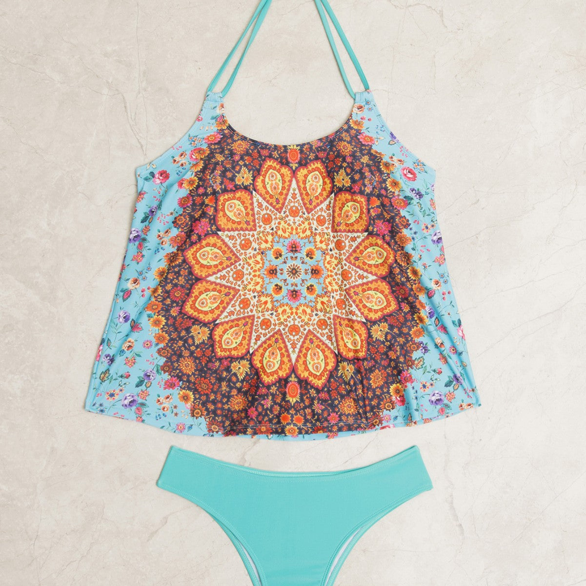 Damen Tankini-Set mit modischem Muster und lässigem Schnitt R&B