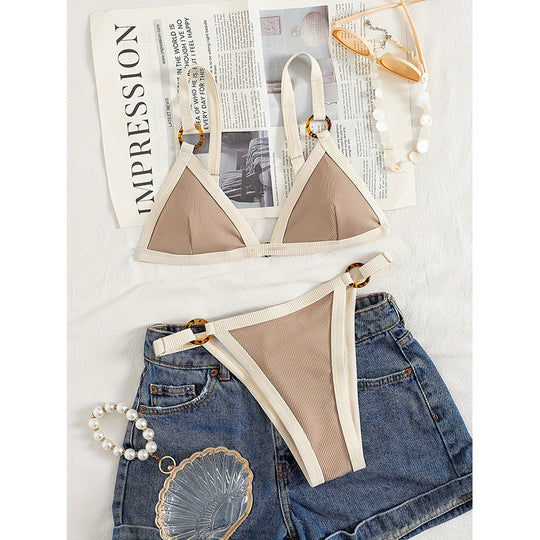 Damen Triangel-Bikini mit eleganten Riemen und aufwendigem Design R&B