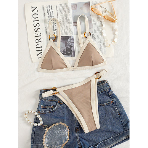Damen Triangel-Bikini mit eleganten Riemen und aufwendigem Design R&B