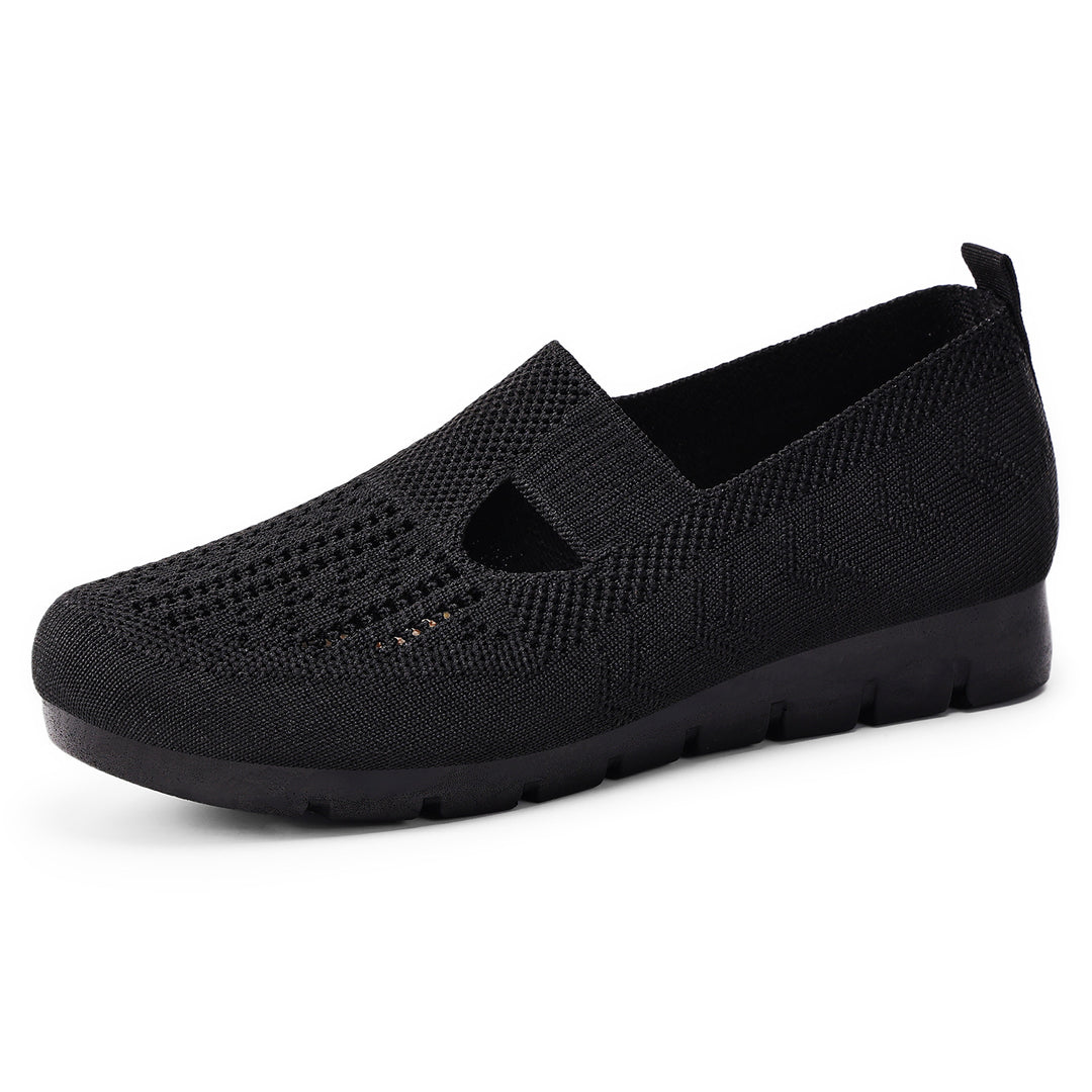 Damen Bequeme Slip-On Freizeitschuhe mit atmungsaktivem Strickdesign R&B