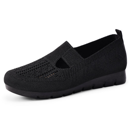 Damen Bequeme Slip-On Freizeitschuhe mit atmungsaktivem Strickdesign R&B