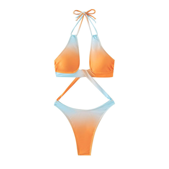 Damen Triangel-Bikini mit kreuzendem Oberteil und hohem Beinausschnitt R&B
