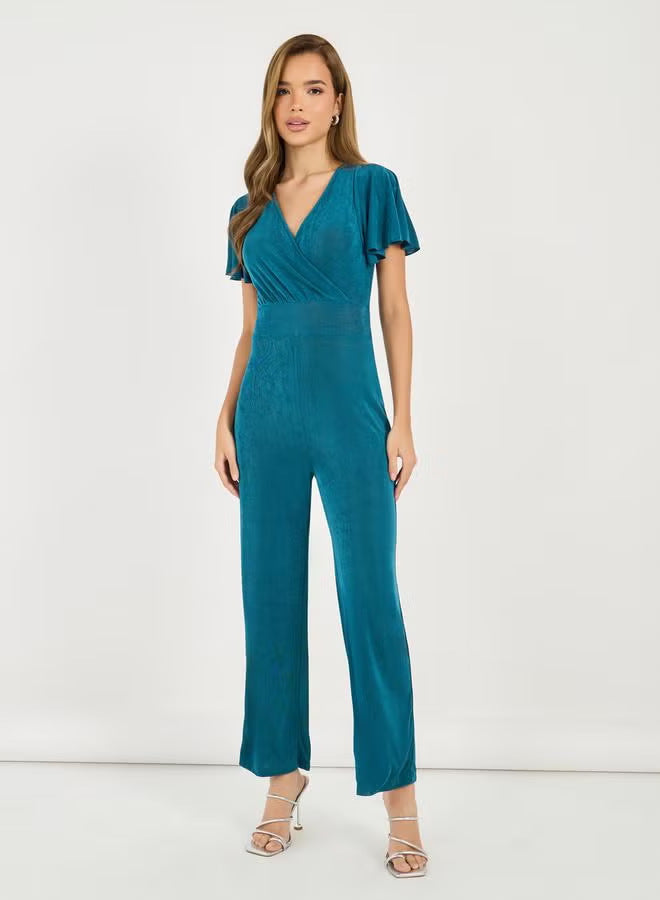 Damen eleganter Jumpsuit mit fließendem Schnitt und detailreichen Puffärmeln R&B
