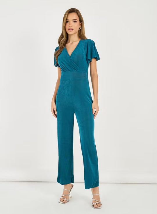 Damen eleganter Jumpsuit mit fließendem Schnitt und detailreichen Puffärmeln R&B