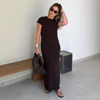 Damen Maxikleid mit strukturiertem Strickmuster und leichtem Gewicht R&B