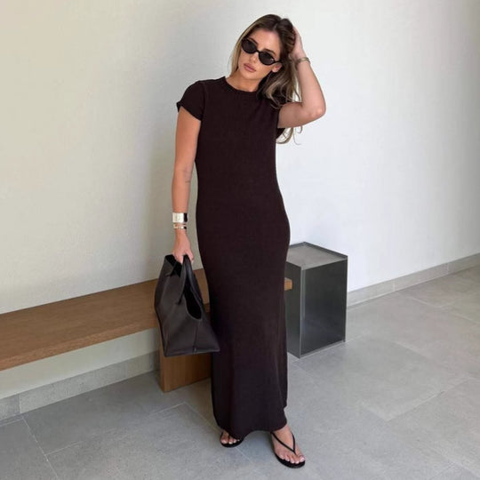 Damen Maxikleid mit strukturiertem Strickmuster und leichtem Gewicht R&B