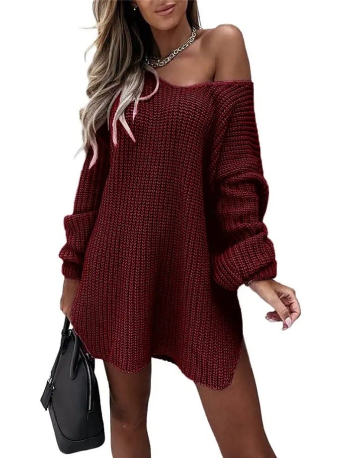 Damen Oversize Strickpullover mit offener Schulter R&B