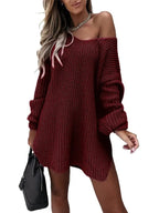 Damen Oversize Strickpullover mit offener Schulter