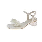 Damen Sandalen mit floralen Details und transparentem Blockabsatz