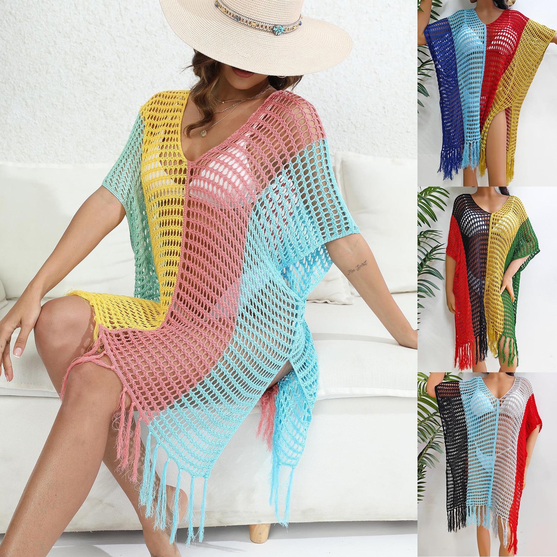 Damen luftig-transparenter Strandponcho R&B