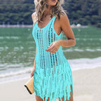 Damen Häkel-Strandkleid mit Fransen R&B