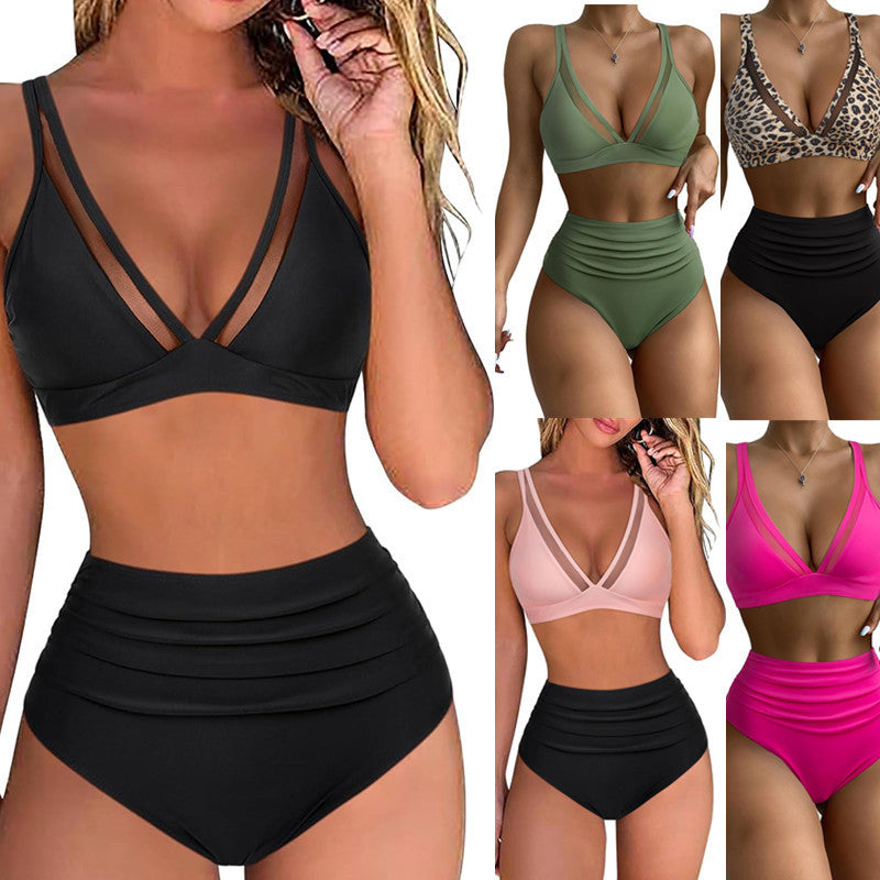 Damen Bikini-Set mit modischem Animalprint und Bicolor-Design R&B