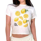 Damen Crop-T-Shirt mit kreativem Cocktail-Design R&B