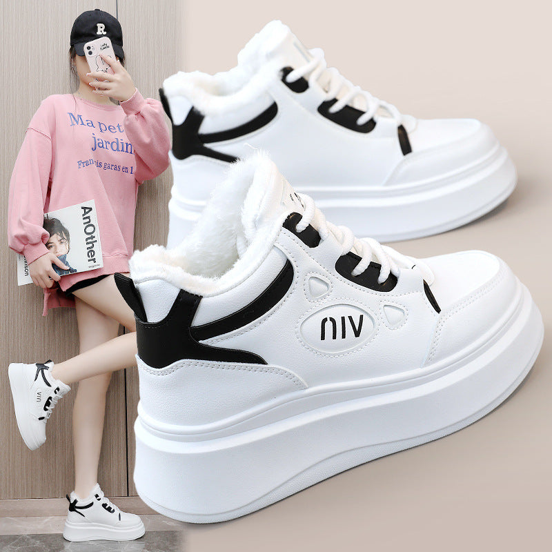 Damen modische High-Top Sneakers mit kuscheligem Innenfutter und robustem Sohlenprofil R&B