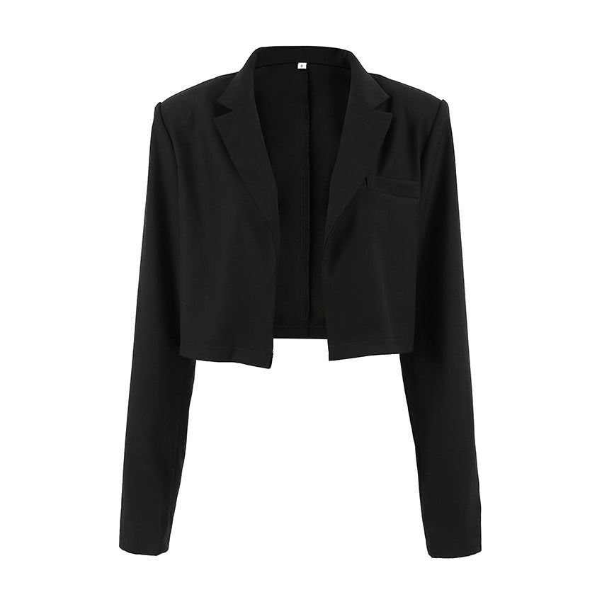 Damen Kurzer Blazer mit Stehkragen und Taschen R&B