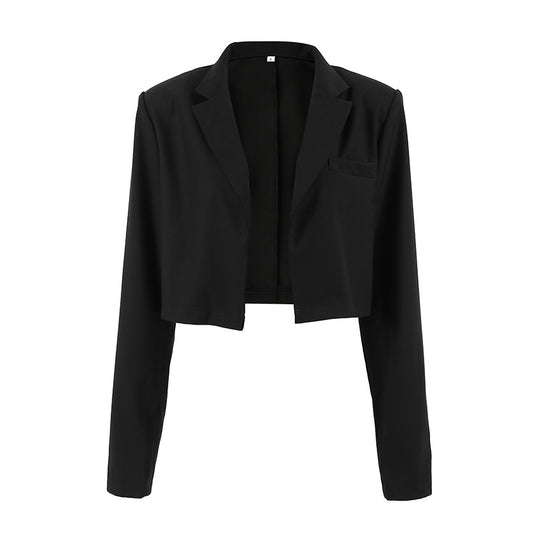 Damen Kurzer Blazer mit Stehkragen und Taschen R&B