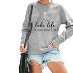 Damen Sweatshirt mit kreativem Druck und lässiger Passform R&B