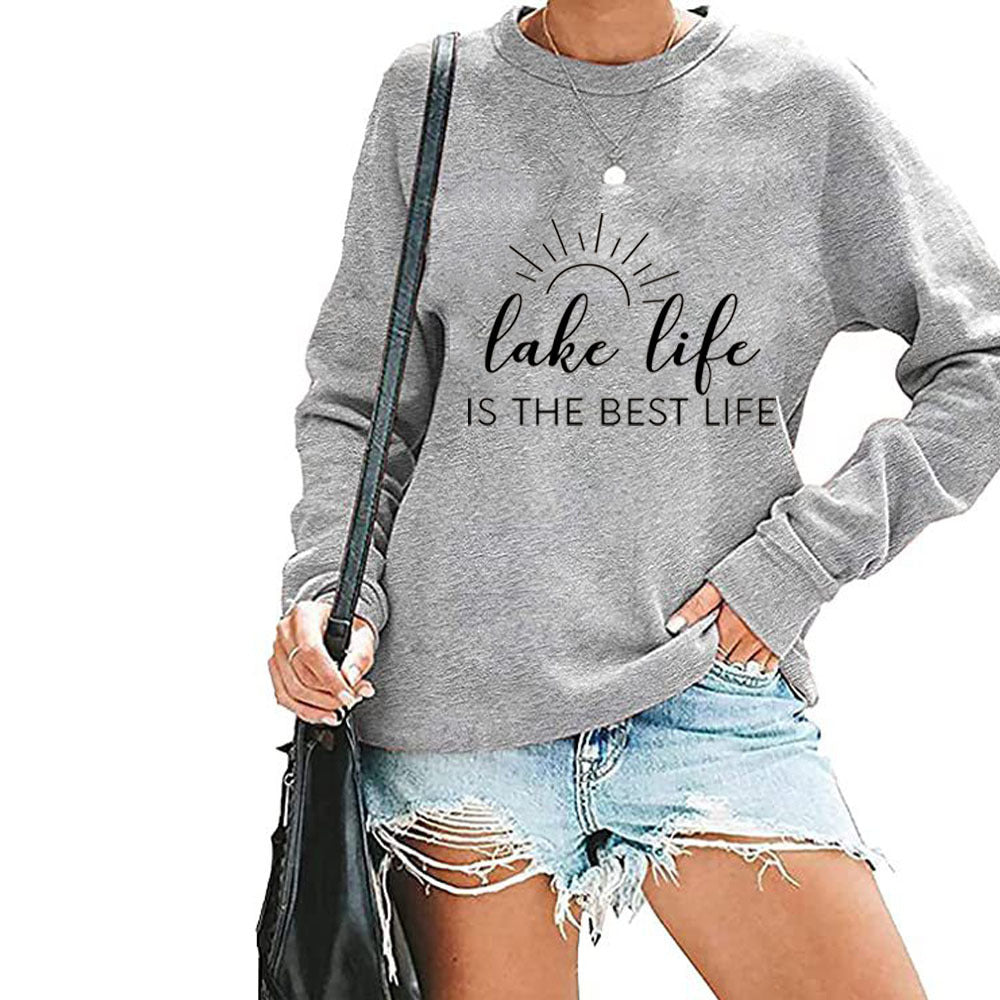 Damen Sweatshirt mit kreativem Druck und lässiger Passform R&B