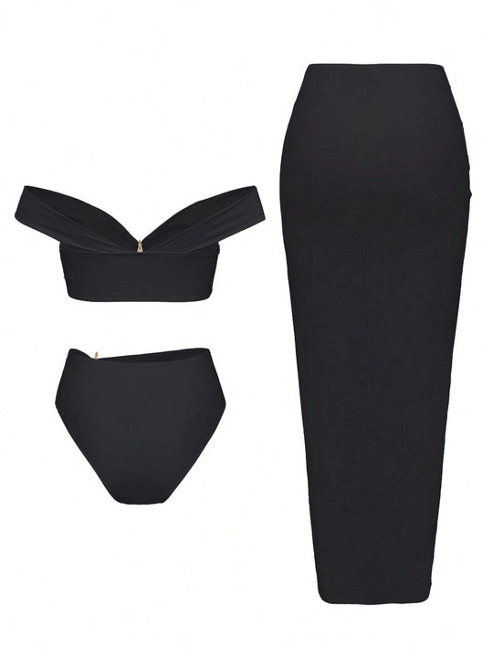 Damen Elegantes Bikiniset mit Wickelrock R&B