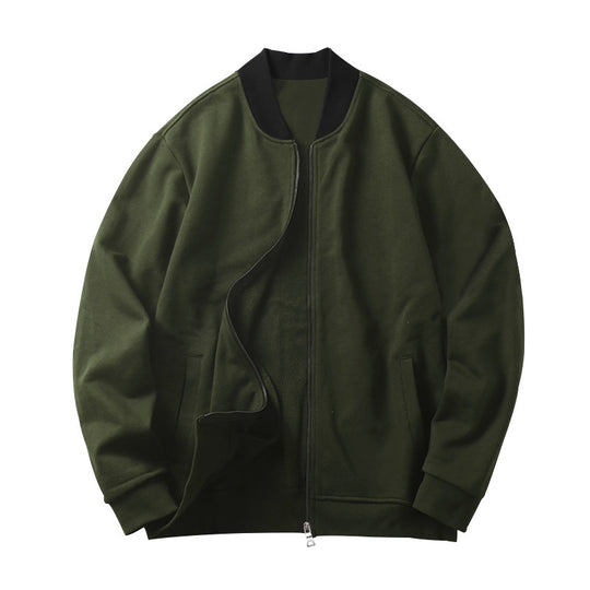 Herren nan sportlich-elegante Sweatjacke im Bomberstil mit Kontrastkragen und Zwei-Wege-Reißverschluss R&B