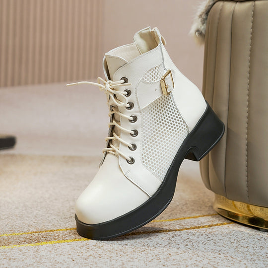 Damen Schnürstiefeletten mit Luftzirkulation und robustem Absatz R&B