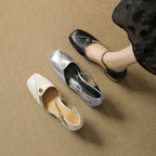 Damen elegante Ballerinas mit modischer Schnalle und goldenen Akzenten R&B
