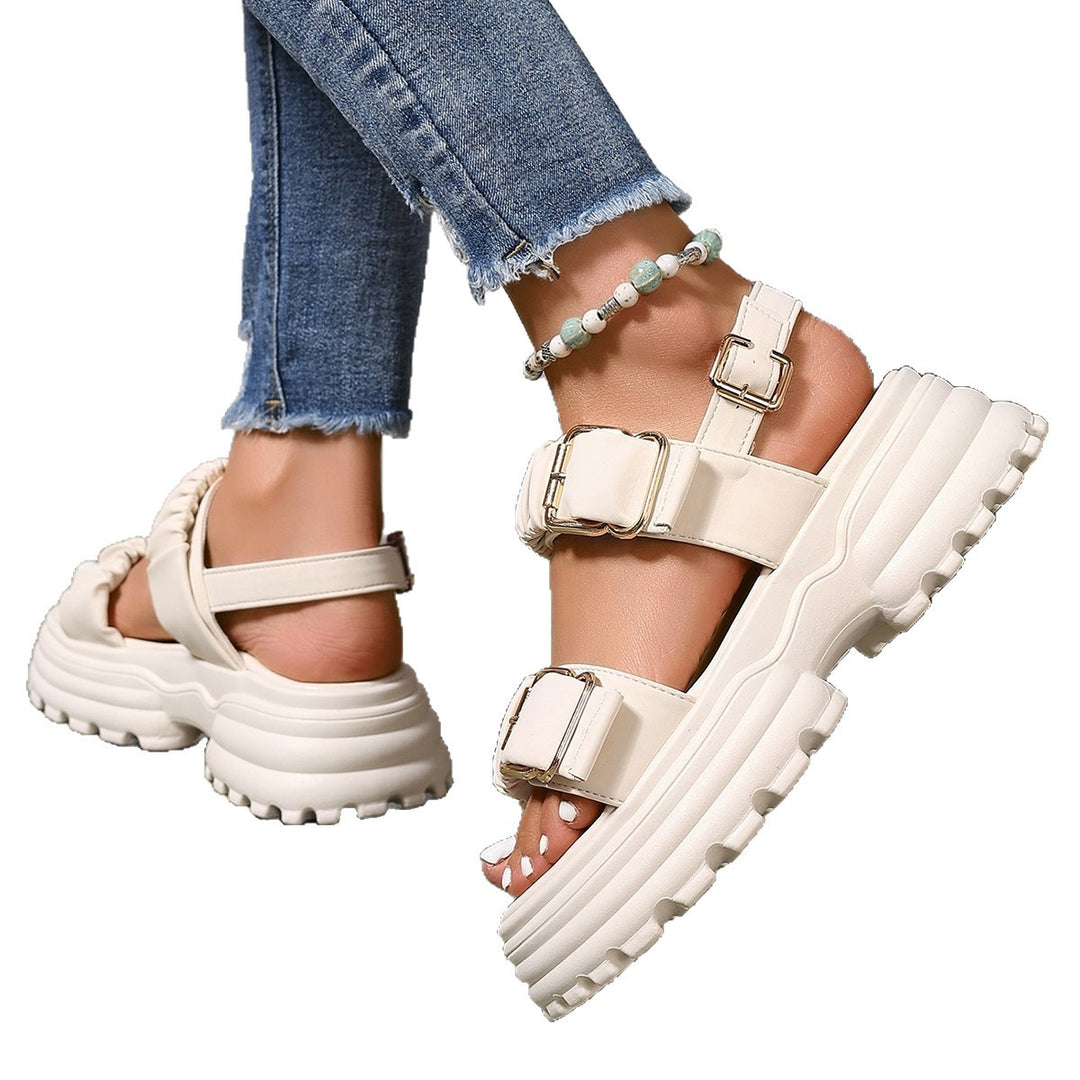 Damen Plattform Sandalen mit Riemen und Schnalle R&B
