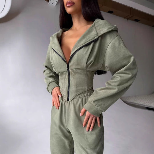 Damen Urbaner Kapuzen-Jumpsuit mit funktionellen Details R&B