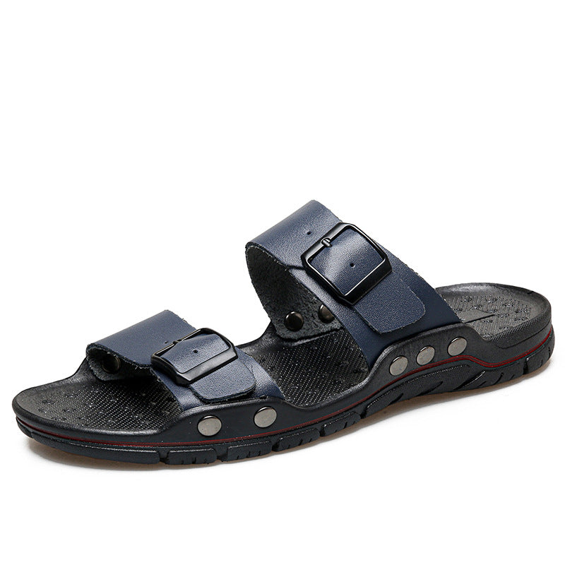 Herren Bequeme Leder-Sandalen mit verstellbaren Riemen R&B